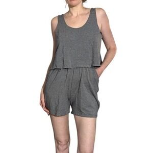 Pure & Simple Gray Modal Romper Sleeveless Lounge Short Jumpsuit NWT Size M